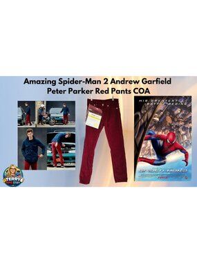 Amazing Spider-Man 2 Andrew Garfield Peter Parker Standard Cloth Red Cords COA